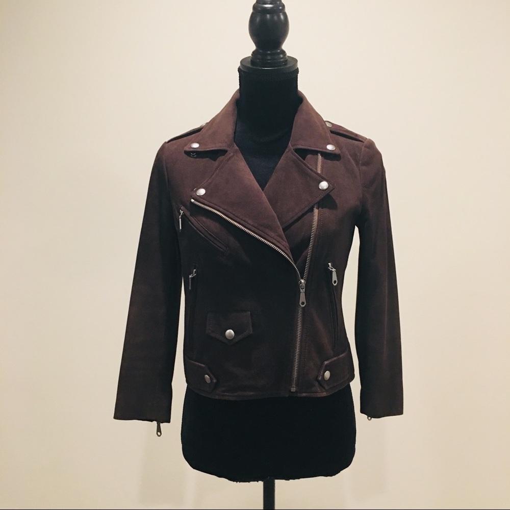 $600 original price BROWN SUEDE GENUINE SUEDE MOTO JACKET - Picture 5 of 9